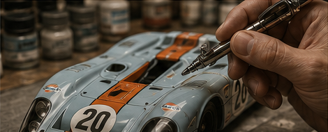 Peinture minutieuse d’une miniature à l’aérographe